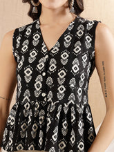 Women's Black Ikat Printed Rayon Co-Ord Set-CSBLACKCOBRA